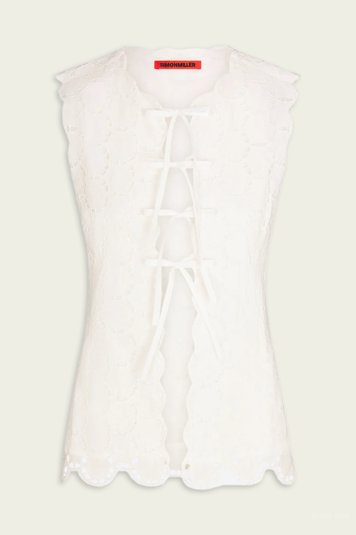 Delilah Eyelet Tie Top in Macadamia