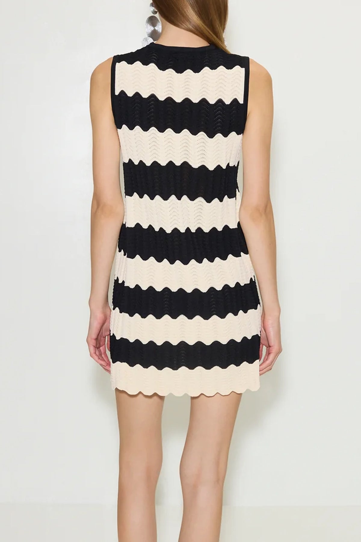 Moji Knit Mini Dress in Black Macadamia Wave