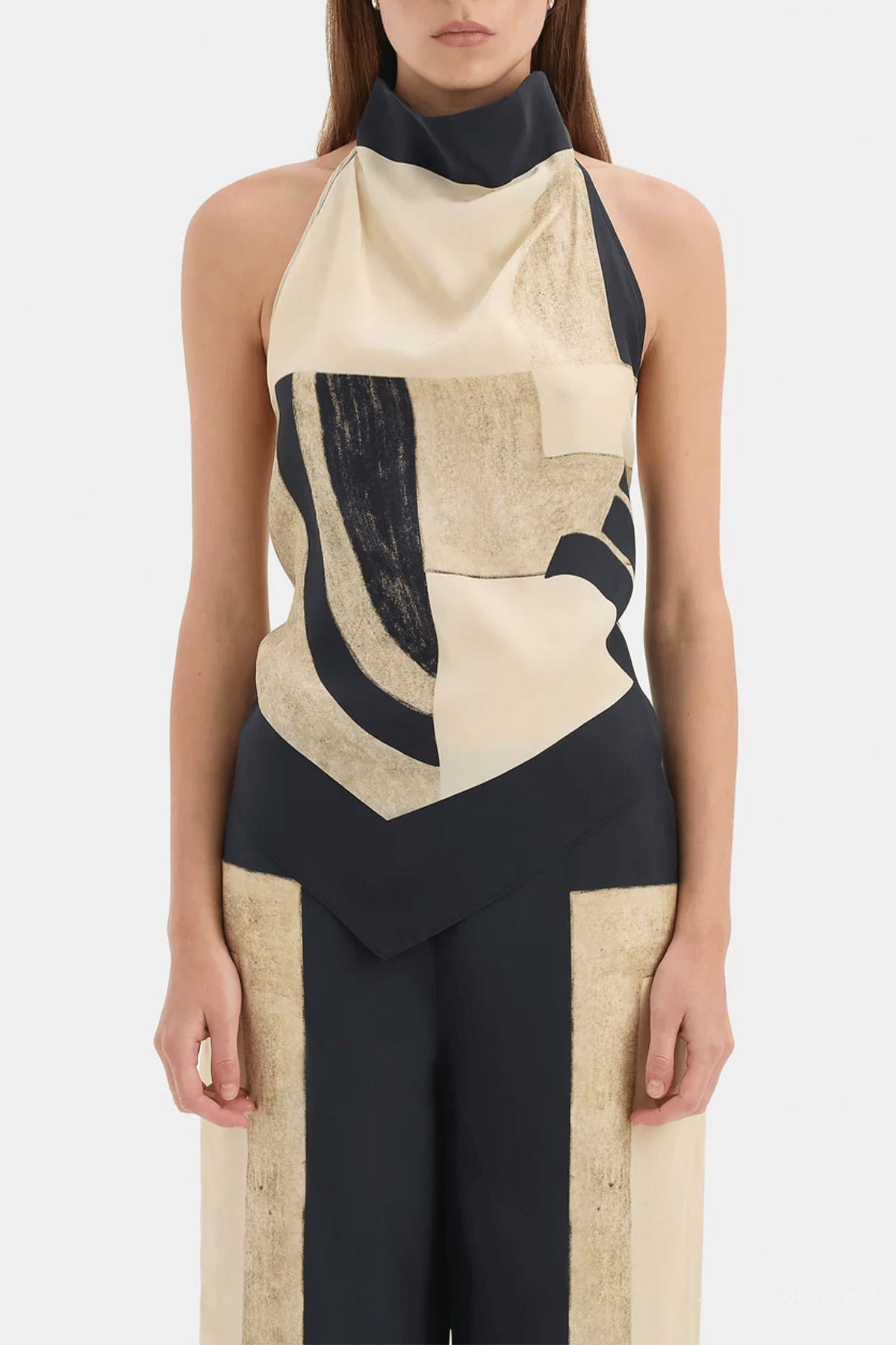 Sona Halter Tie Top in Geo Scape - shop-olivia.com