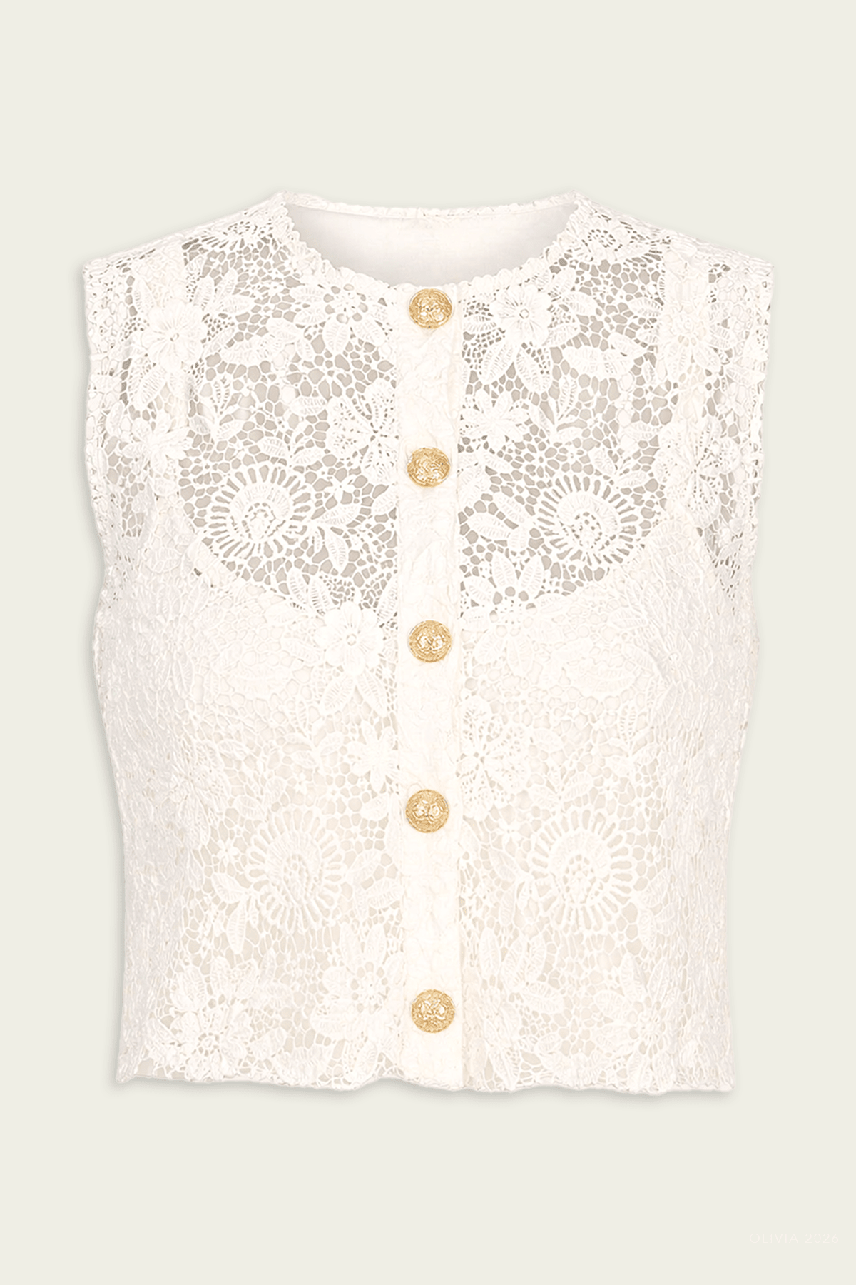 Sophie Lace Vest in White - shop - olivia.com