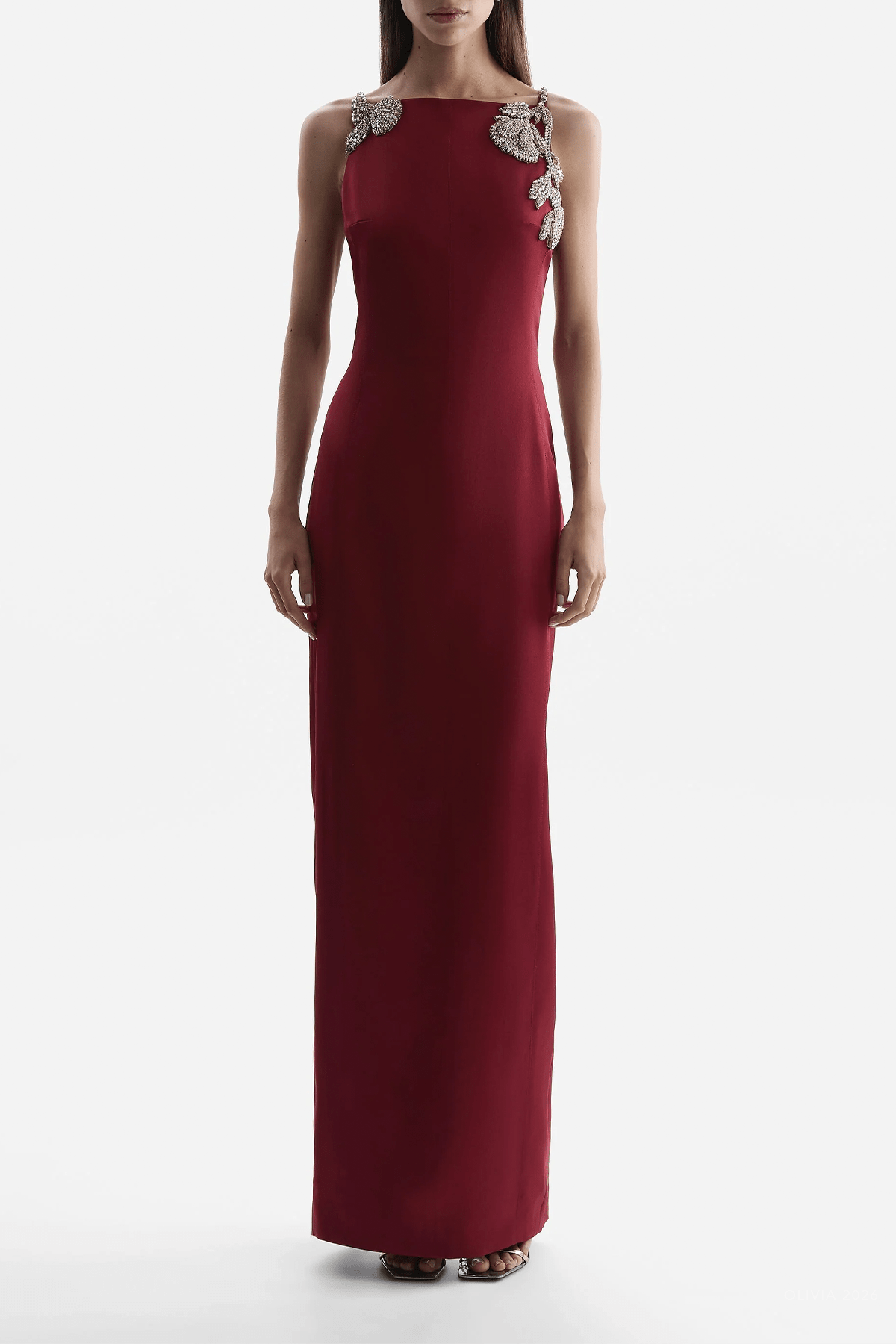 Sorrento Column Gown in Wine - shop-olivia.com