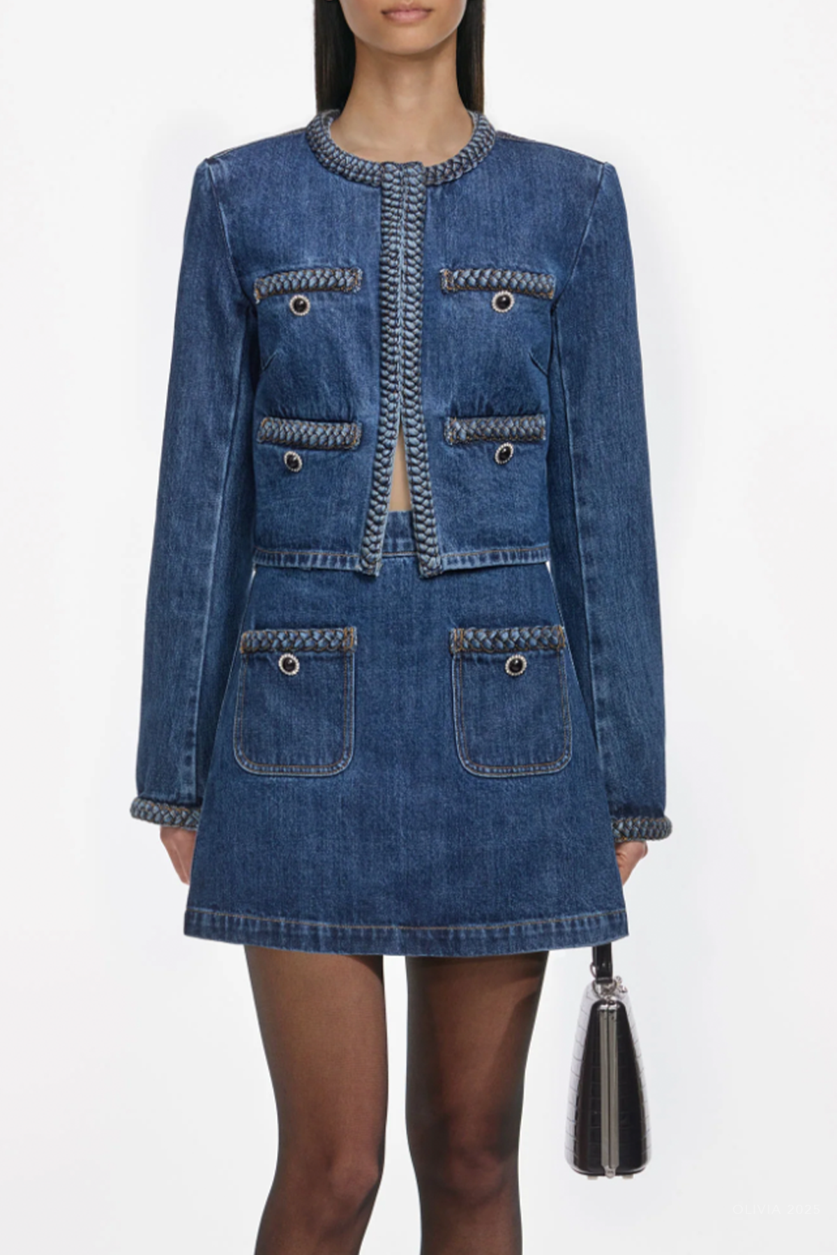 Denim Braided Mini Skirt