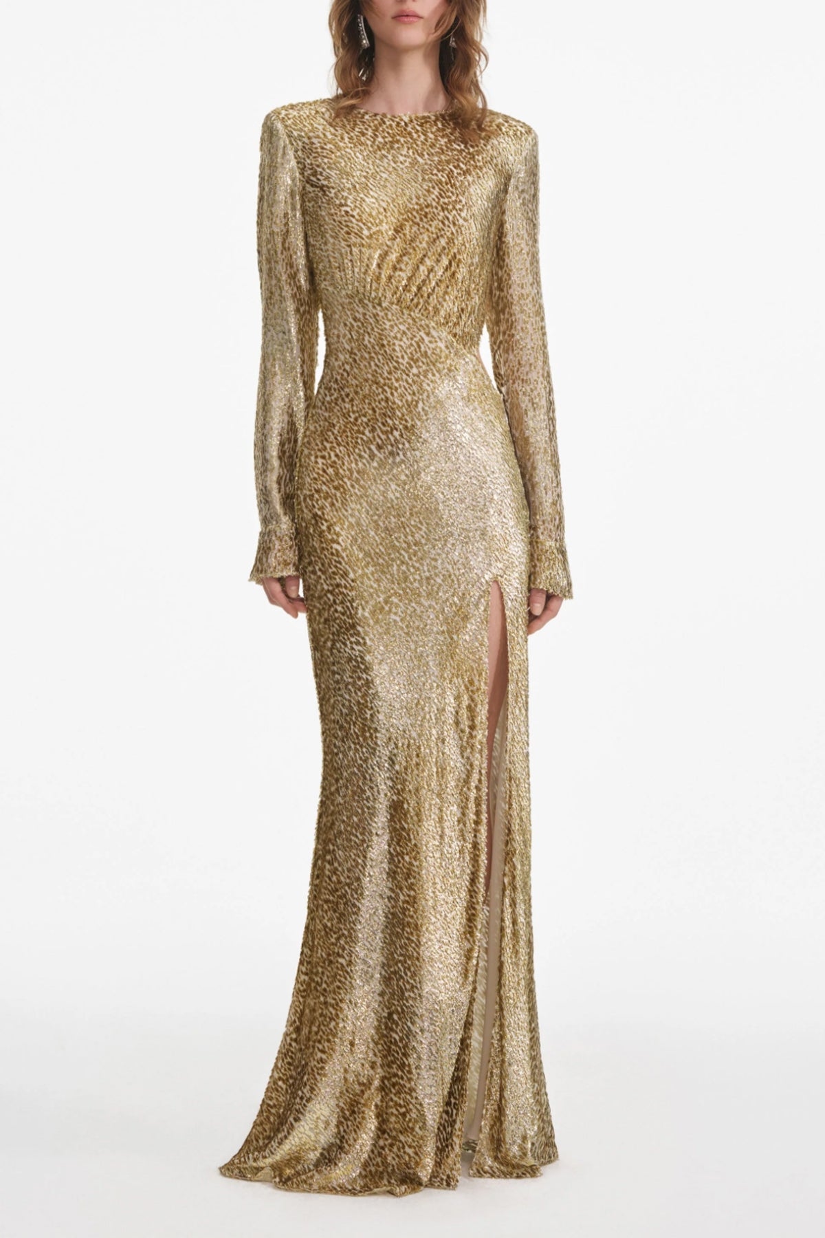 Gold Fil Coupe Maxi Dress