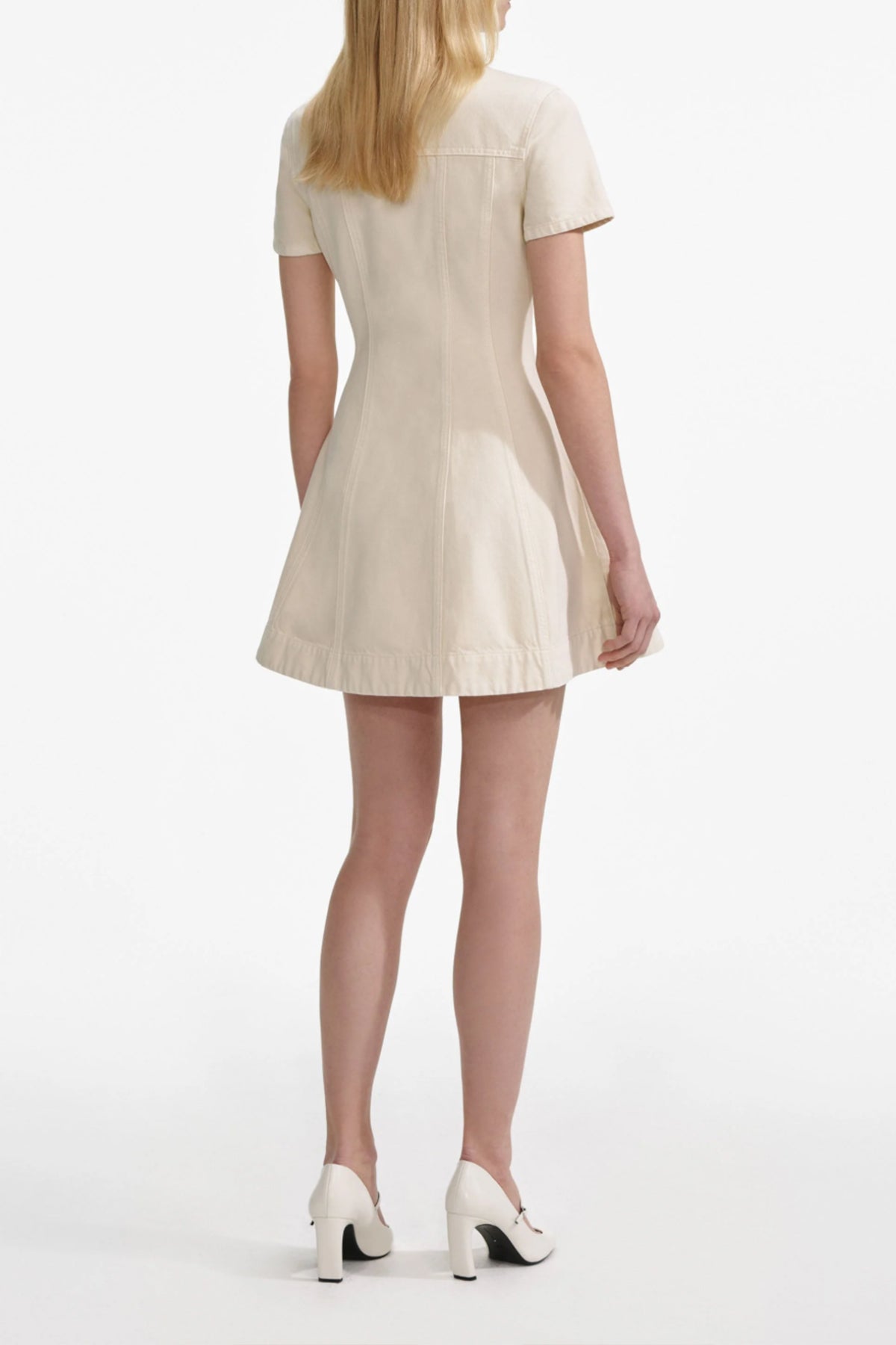 Cream Collared Denim Mini Dress