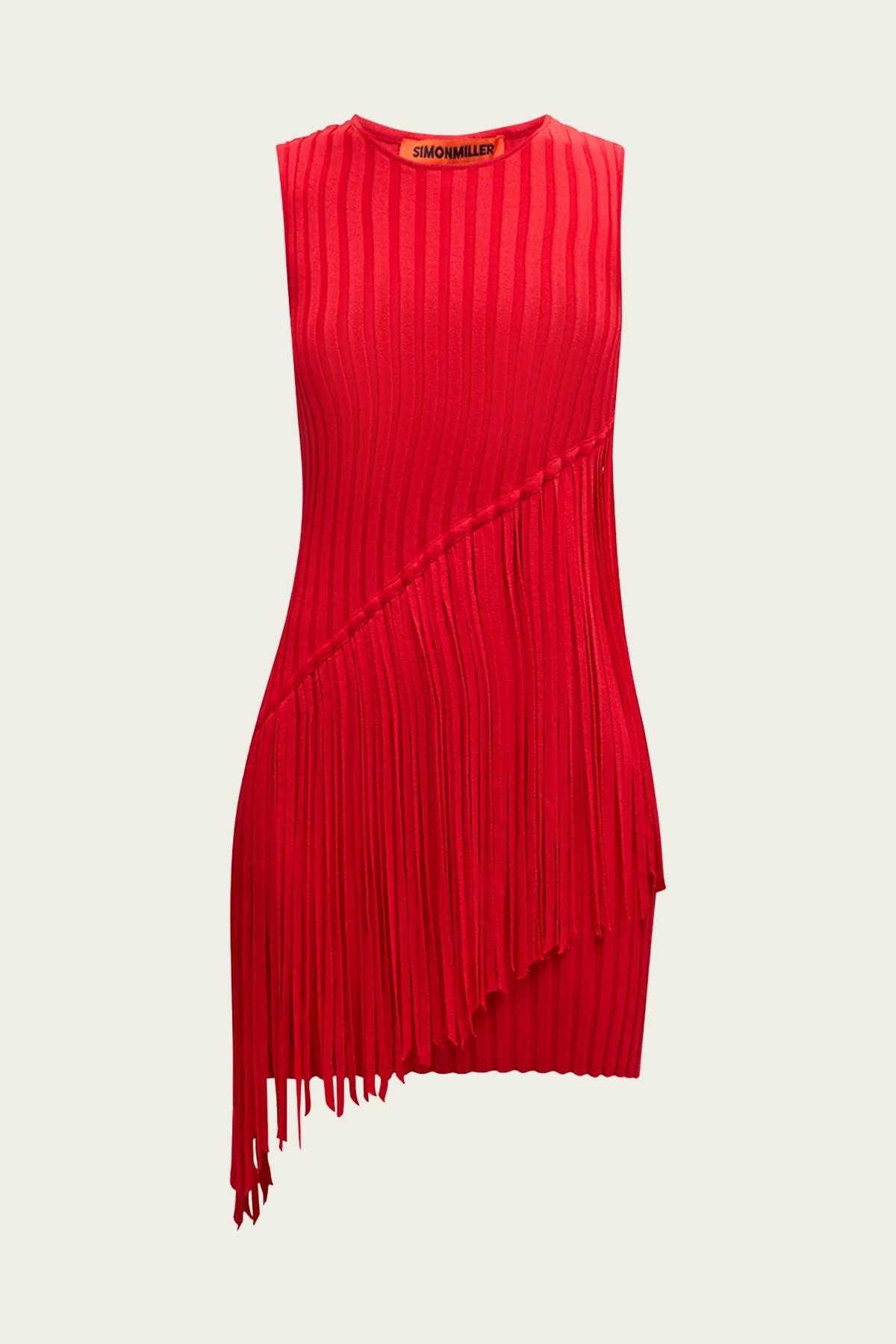 simon miller spiral knit mini dress Simon Miller Spiral Sleeveless Fringe Mini Knit Dress In Paprika