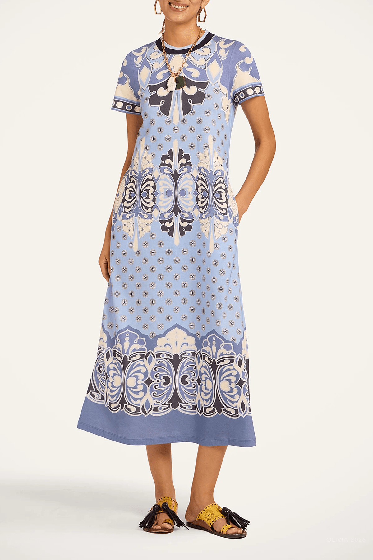 Sporty Swing Dress in Cocoon Placée Blue - shop-olivia.com