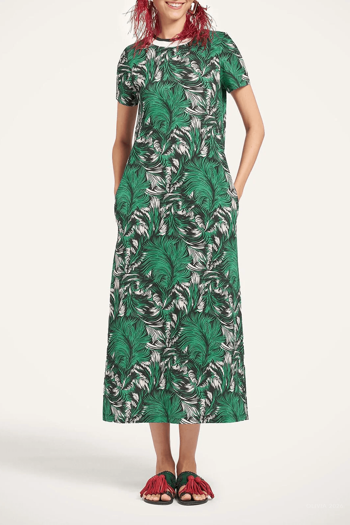 Sporty Swing Dress in Quill Green - shop-olivia.com