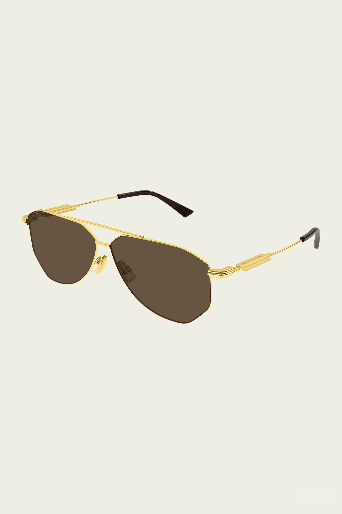 Square Aviator Sunglasses in Shiny Gold - shop-olivia.com