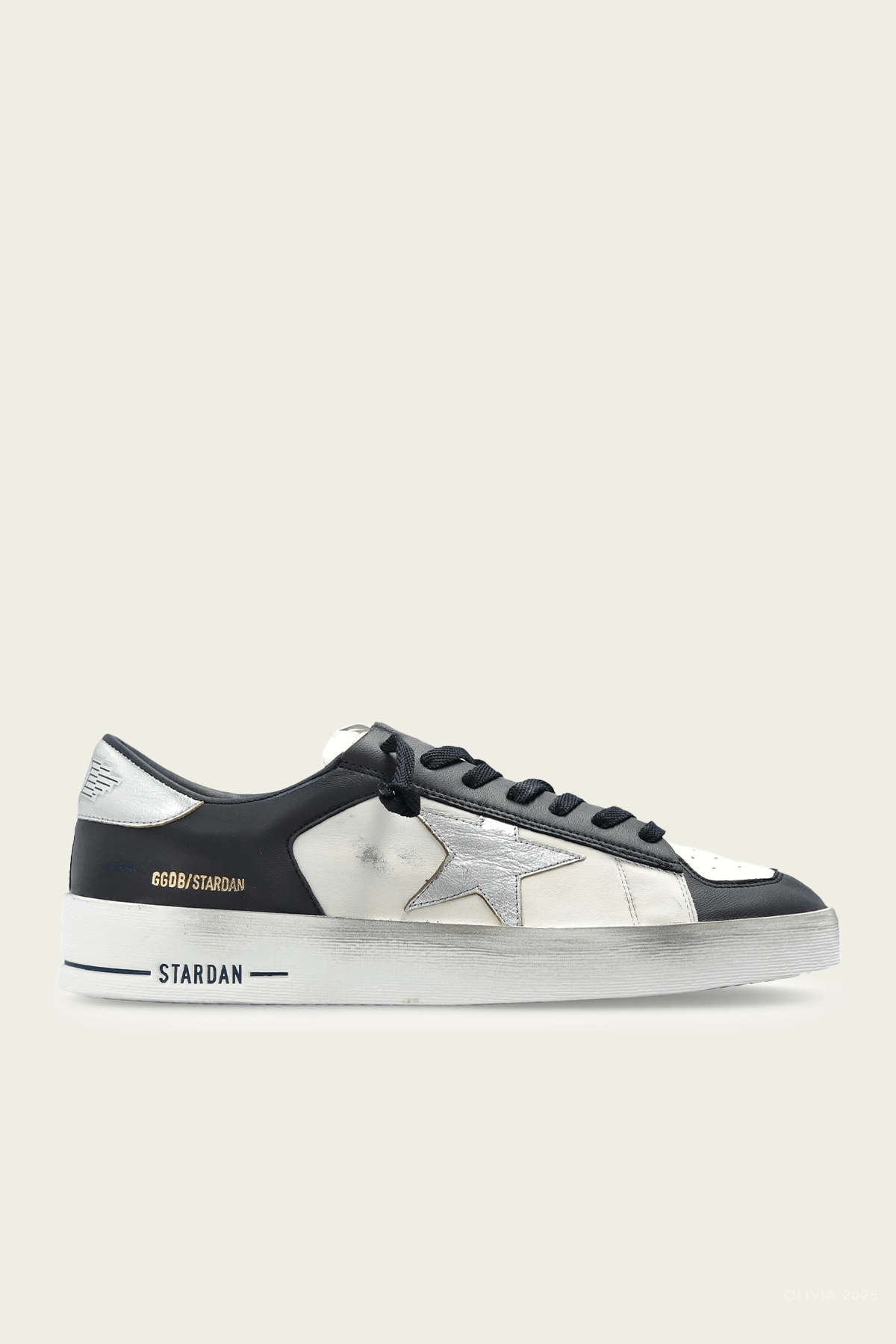Stardan Optic White Navy Leather Men Sneaker - shop - olivia.com