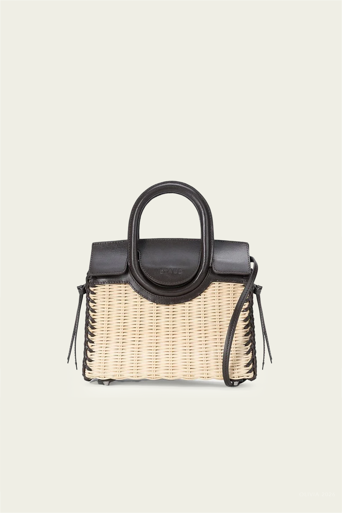 Maude Mini Wicker Carryall in Natural Espresso