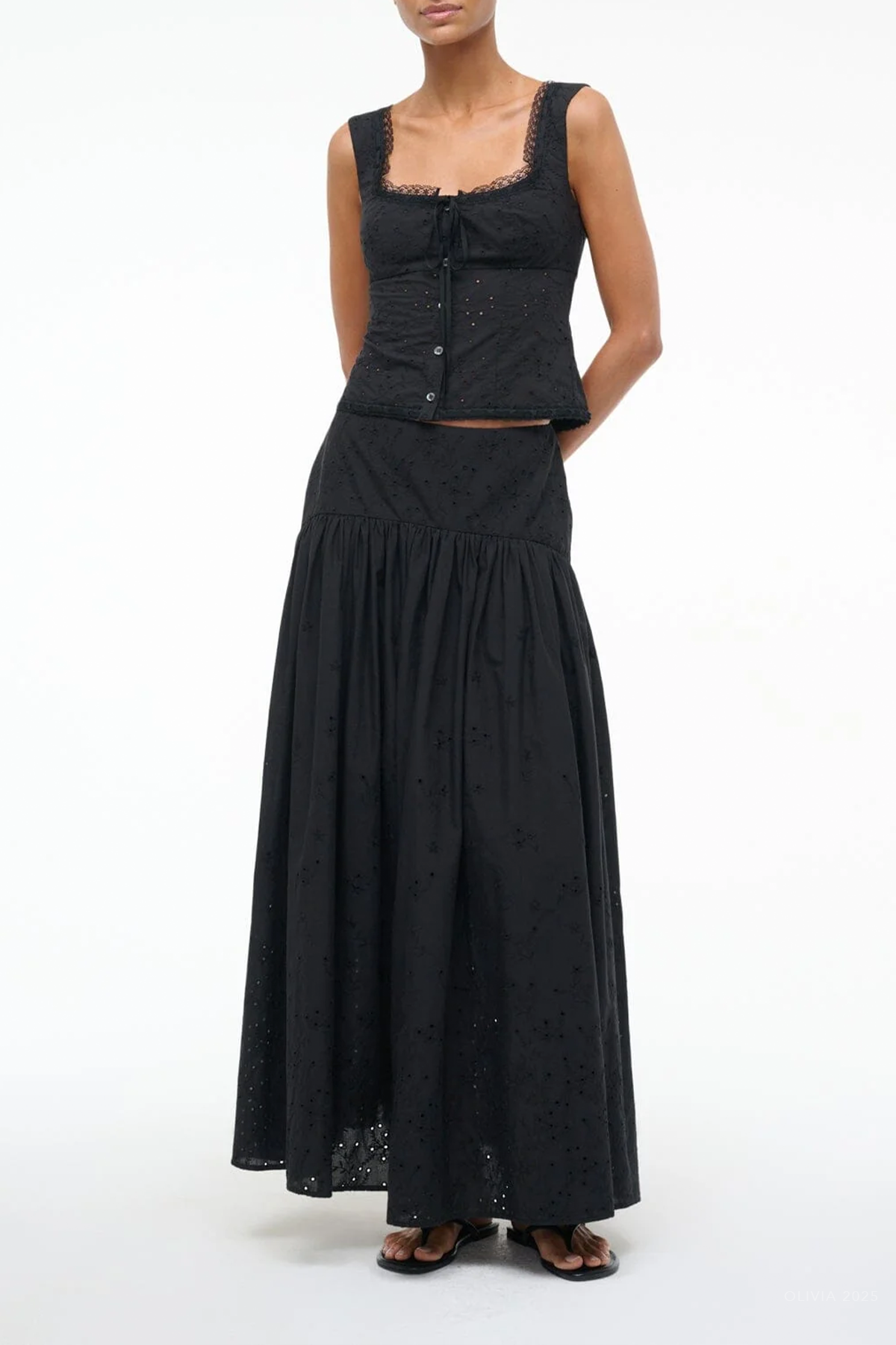 Procida Eyelet Skirt in Black