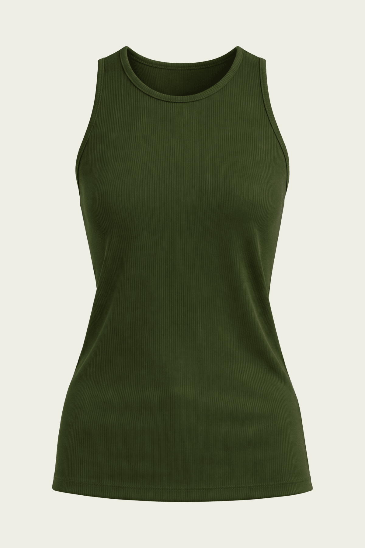 Stretch Luxe Ribbed Tank Top in Dark Moss - shop - olivia.com