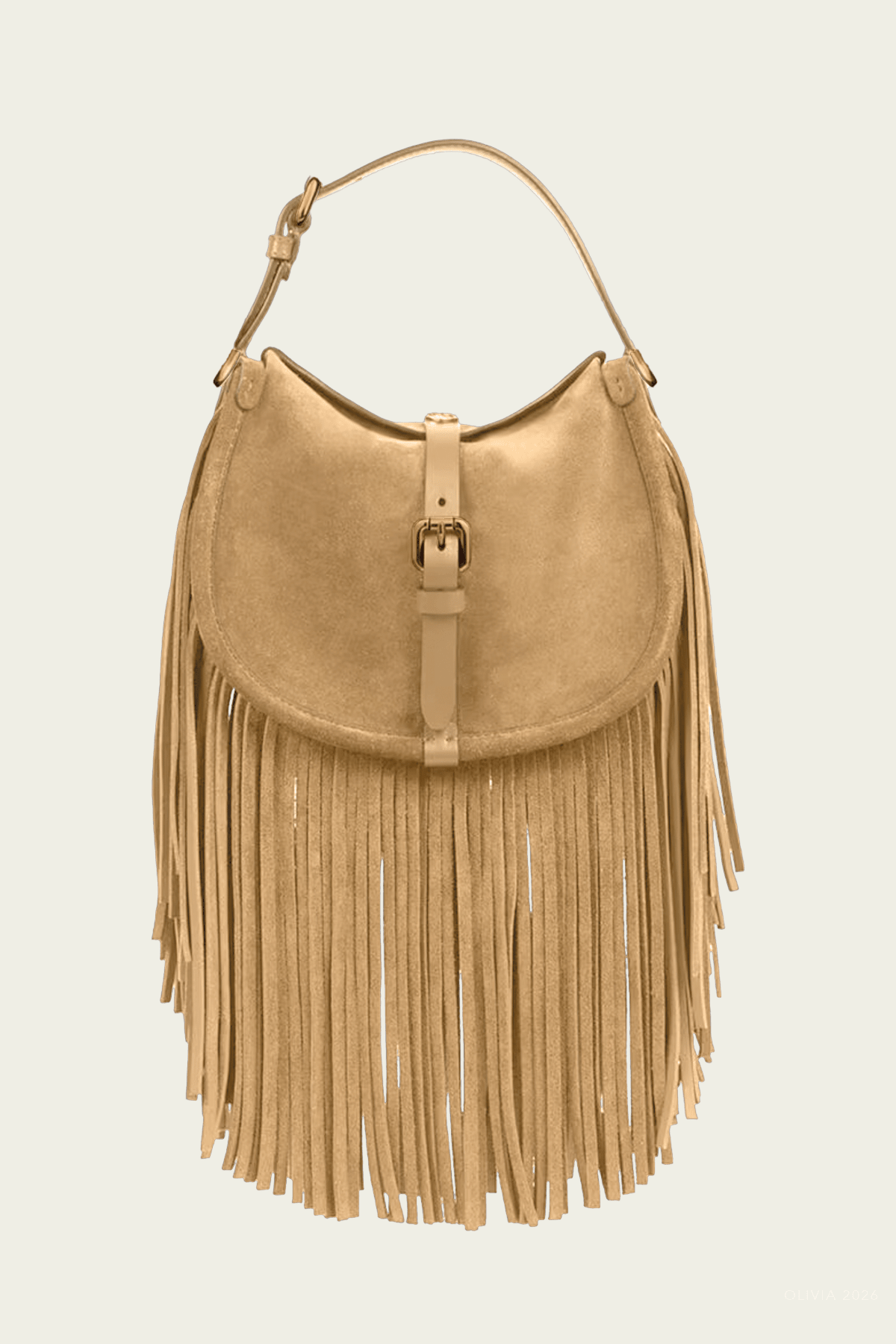 Suede Pony Small Fringe Bag in Sand - shop - olivia.com