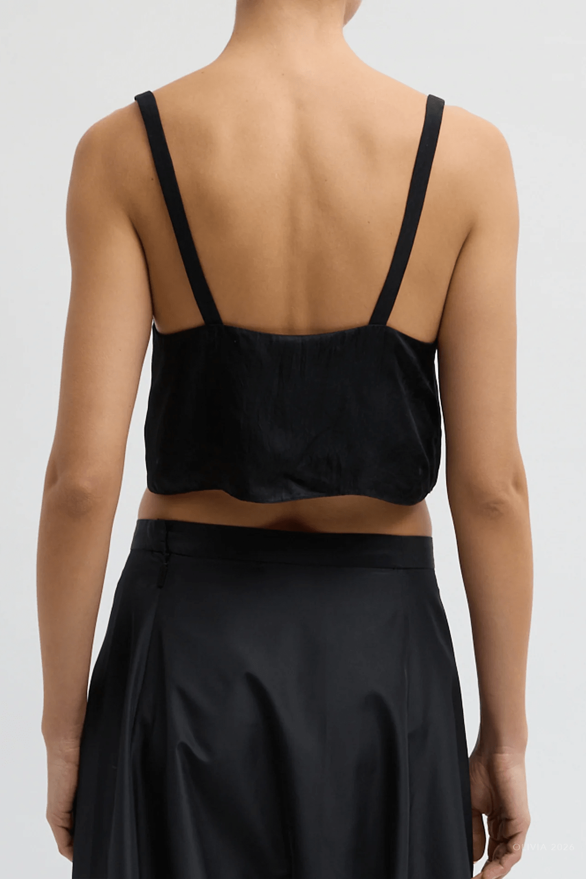 Summer Acetate Crinkle Cropped Tank in Black - shop - olivia.com