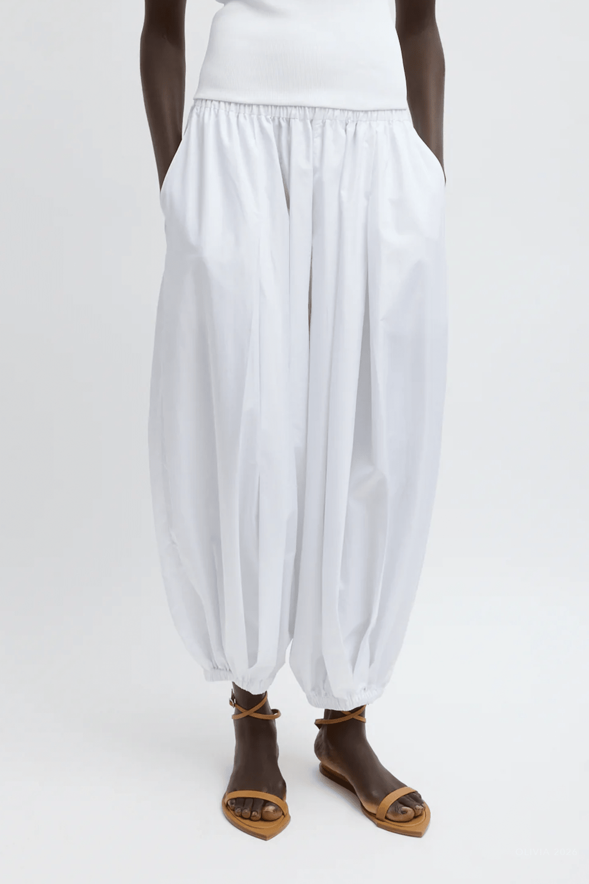 Summer Nylon Zeppelin Pant in White - shop - olivia.com