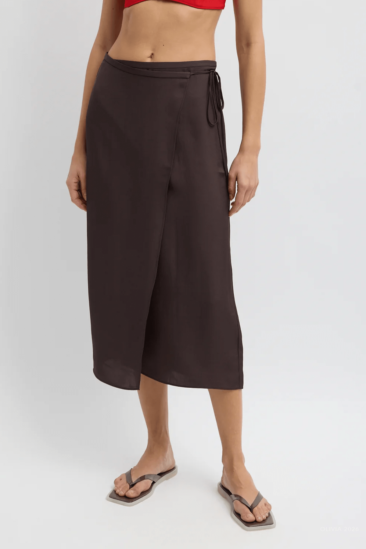 Summer Slip Wrap Skirt in Chocolate Brown - shop - olivia.com