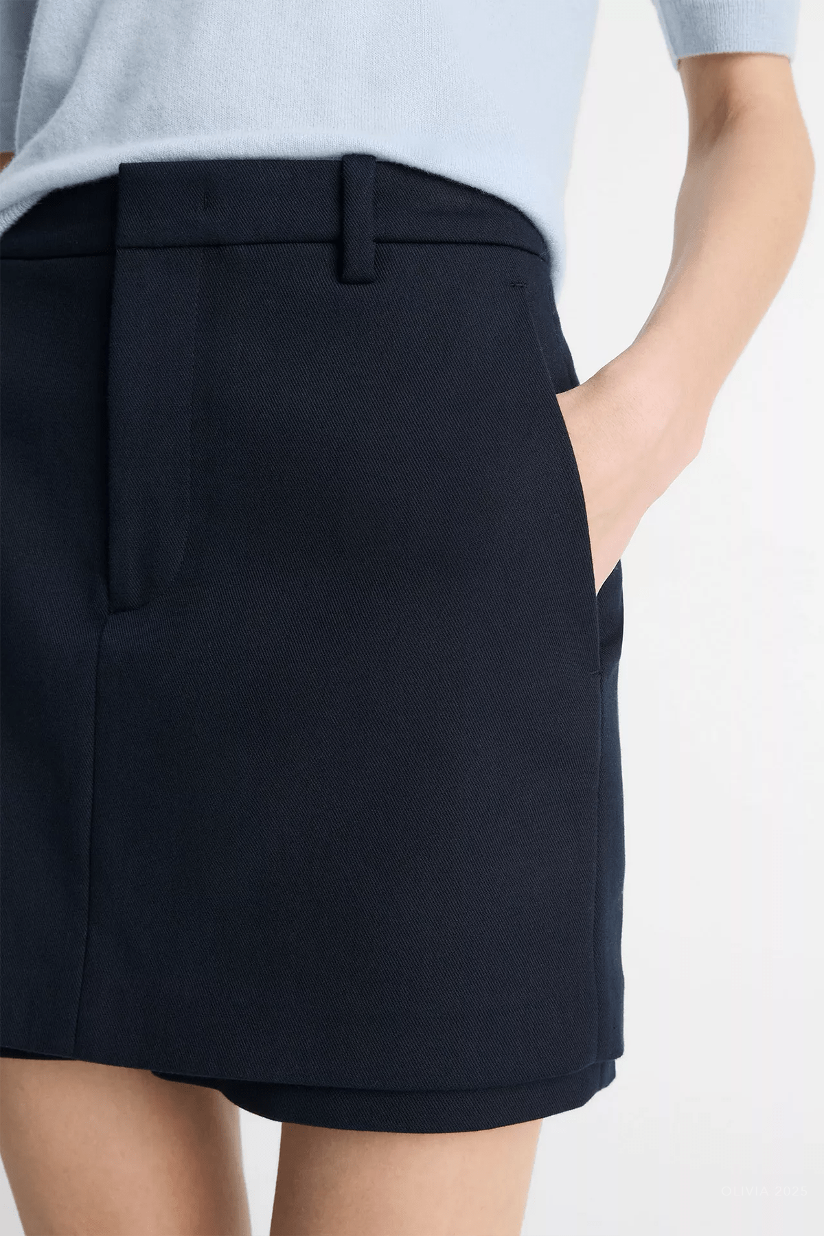 Tailored Italian Cotton Skort in Coastal Blue - shop - olivia.com