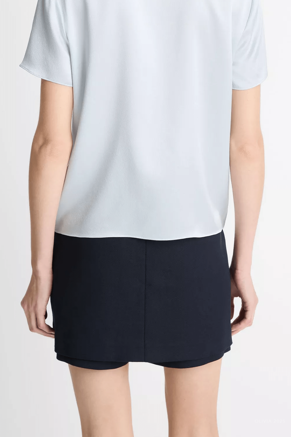 Tailored Italian Cotton Skort in Coastal Blue - shop - olivia.com