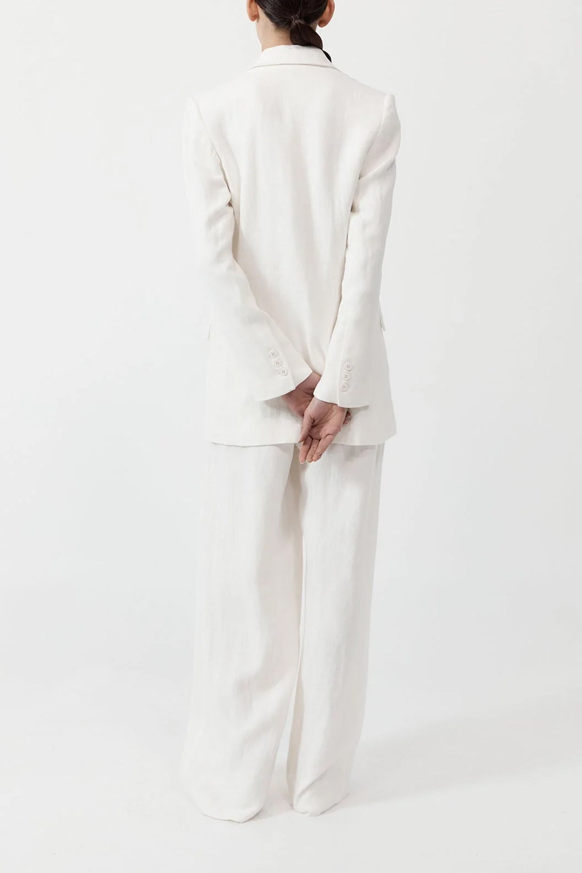 Tailored Linen Pants in Ivory - shop-olivia.com
