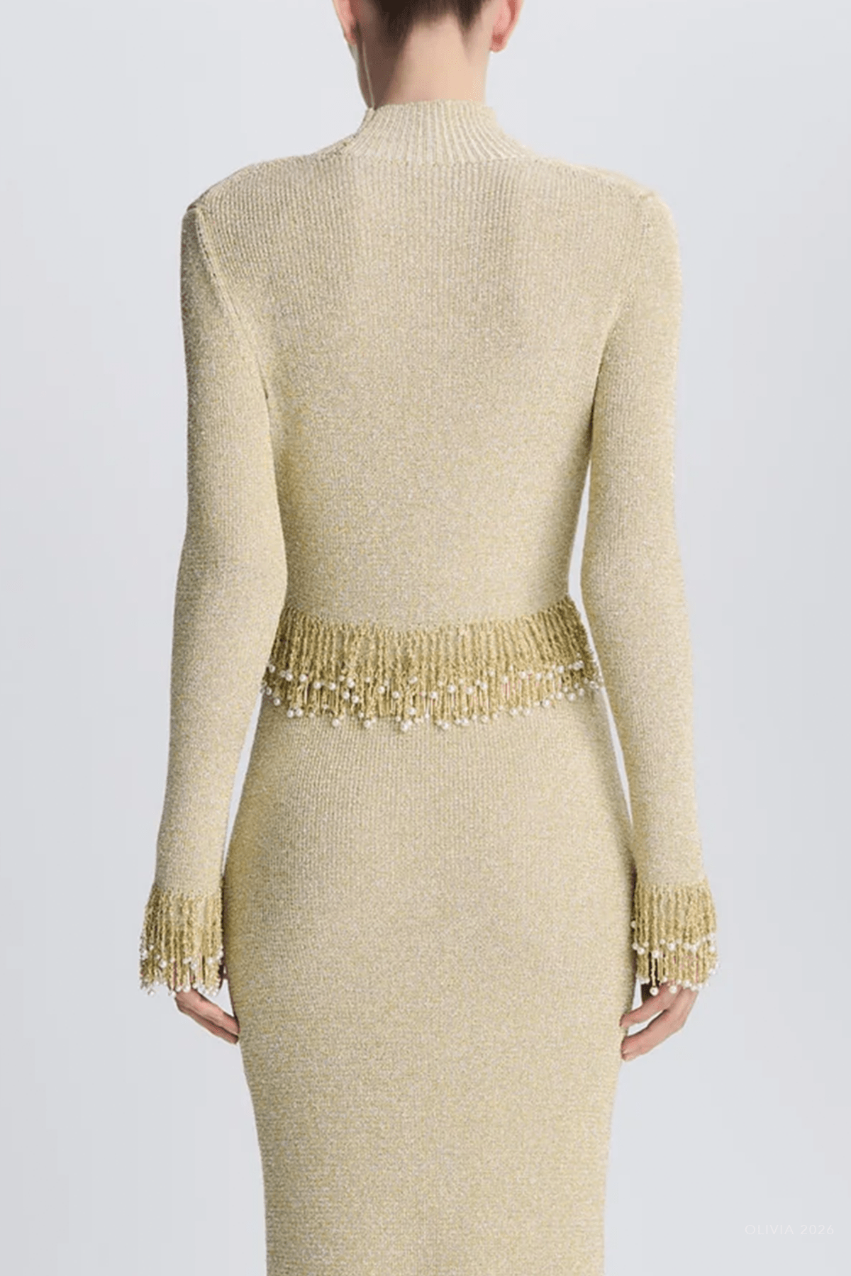 Tali Pearl Fringe Top in Gold - shop-olivia.com