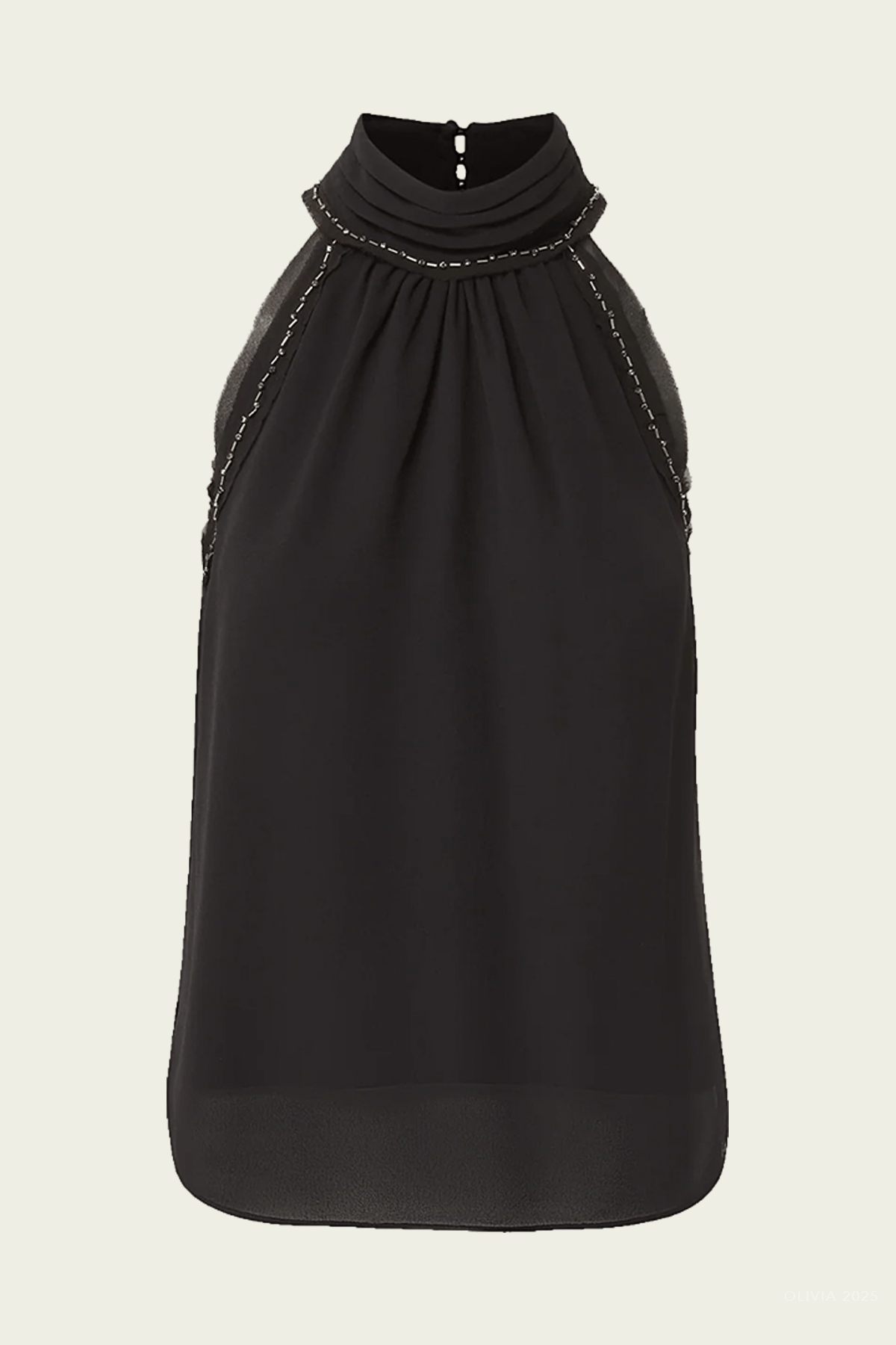Tanisha Silk Halter Top in Black