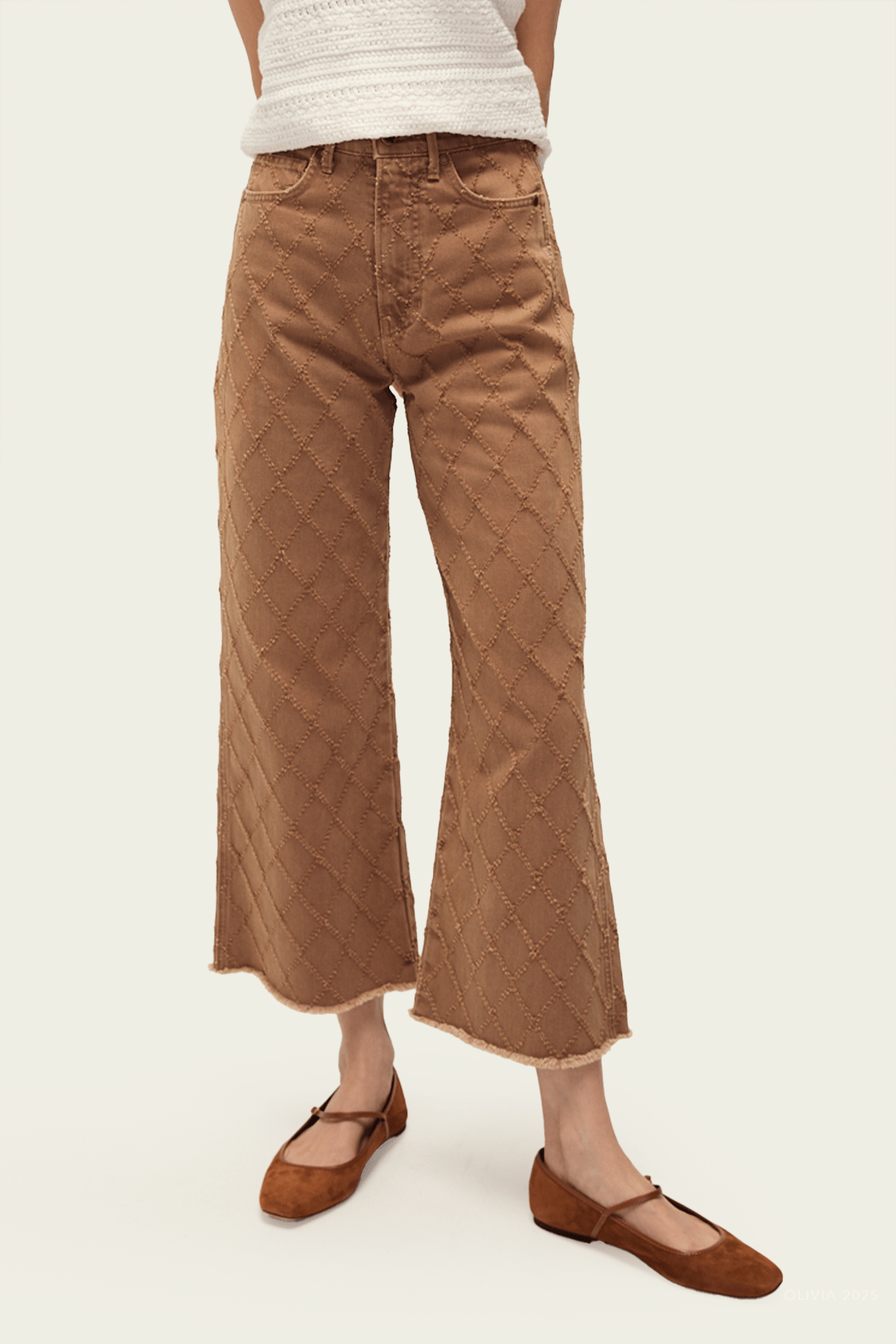 Taylor Cropped High - Rise Jean in Hazelnut Stone - shop - olivia.com