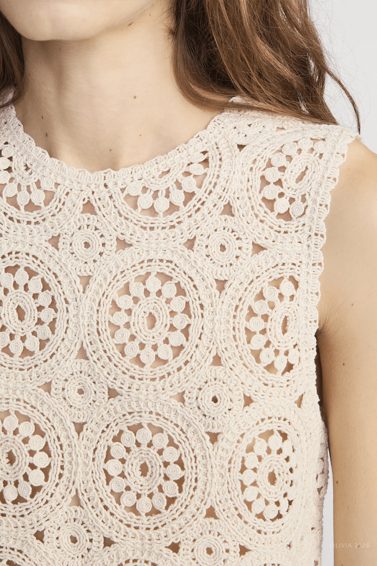 The Crochet Tank in Cream - shop - olivia.com