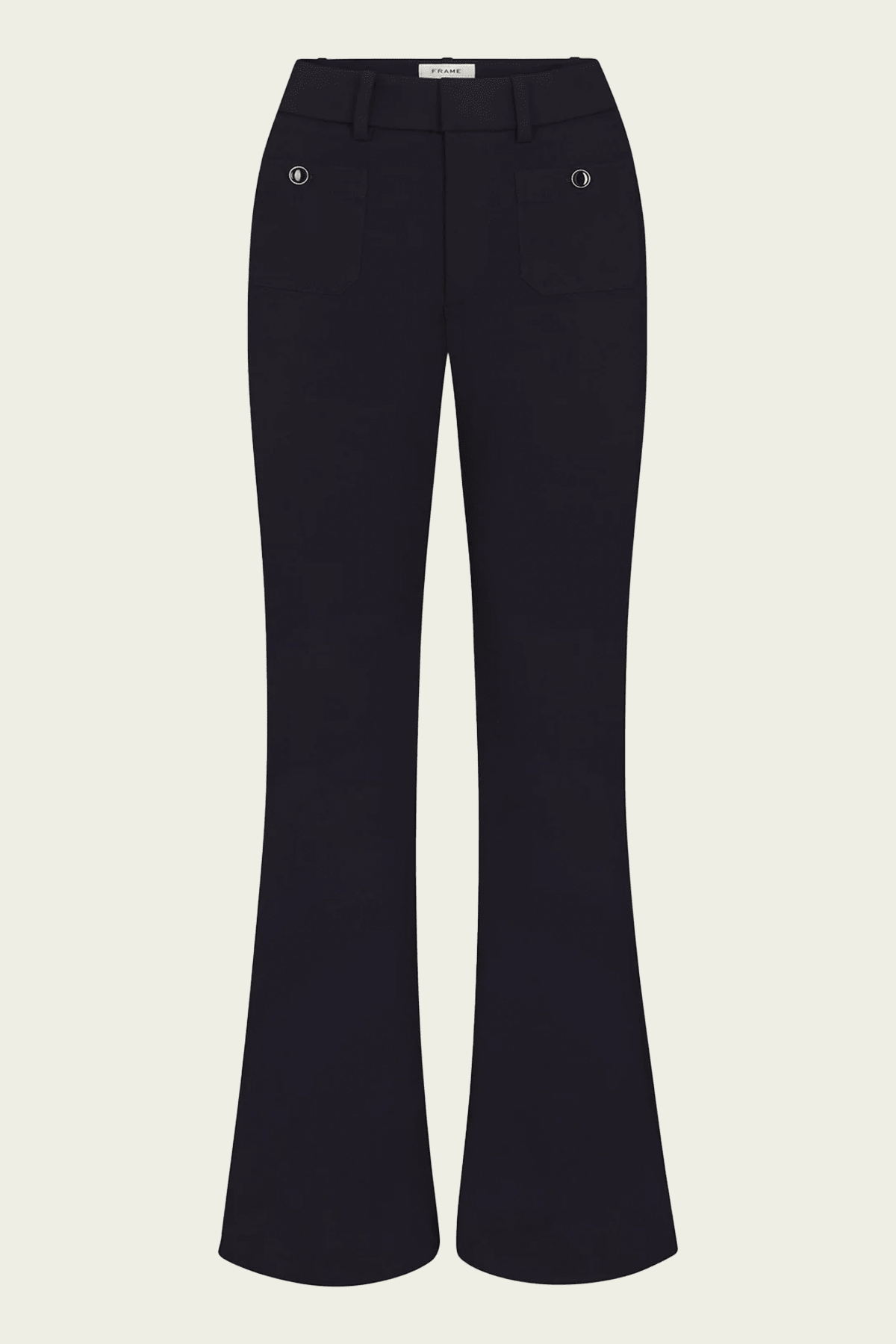The Flare Trouser Shrunken Pocket in Navy - shop-olivia.com