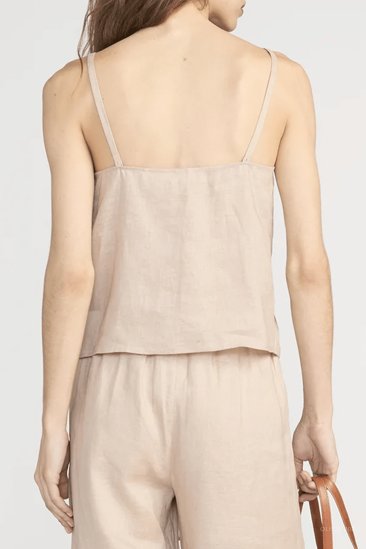 The Linen Button Cami in Flax - shop - olivia.com