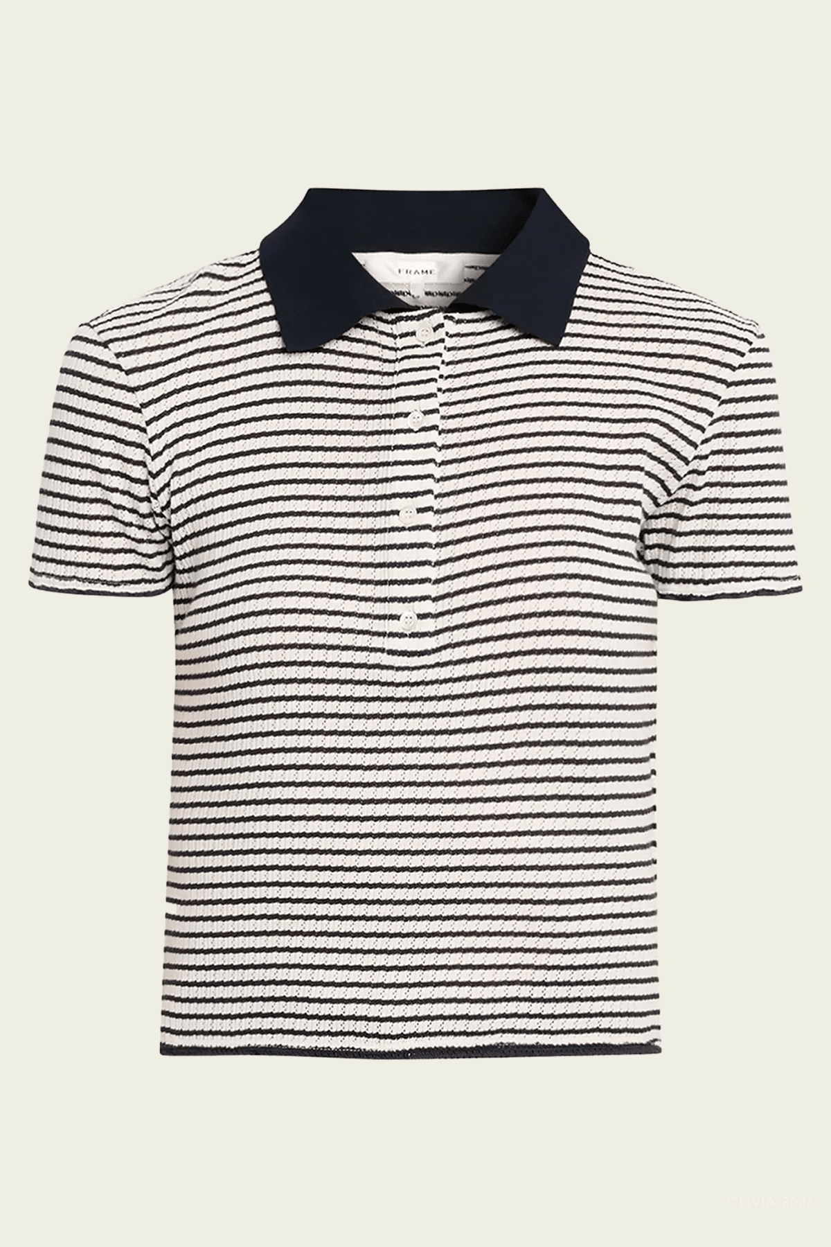 The Pointelle Polo in Navy Multi - shop - olivia.com