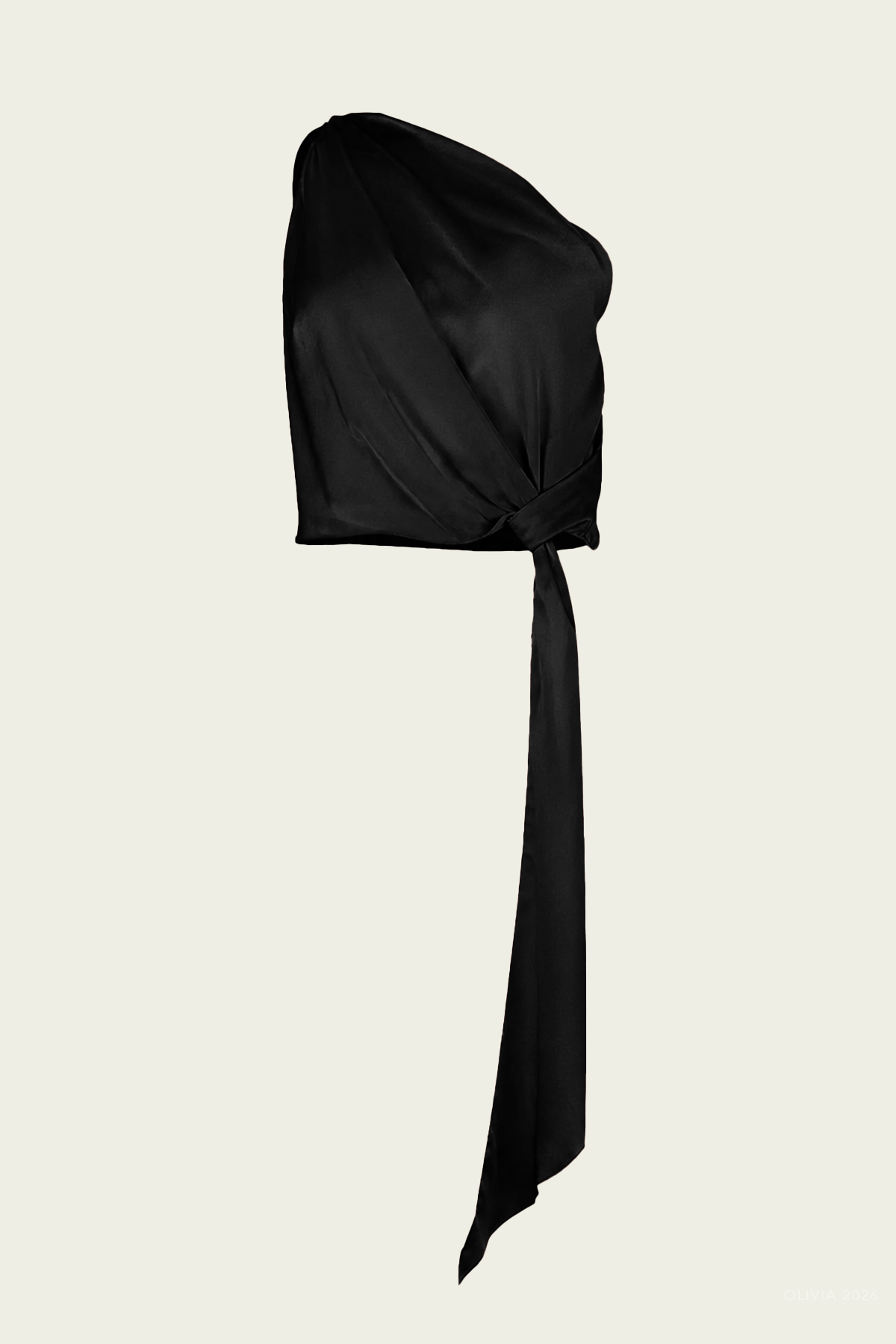 Asymmetrical Drape Top with Tail in Black