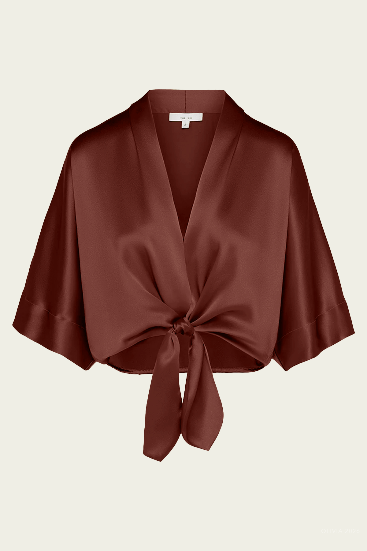 Dolman Tie Front Blouse in Henna