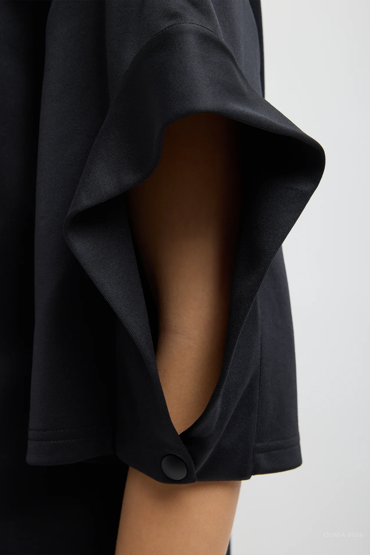 Active Knit Easy Drape Sleeve T-Shirt in Black