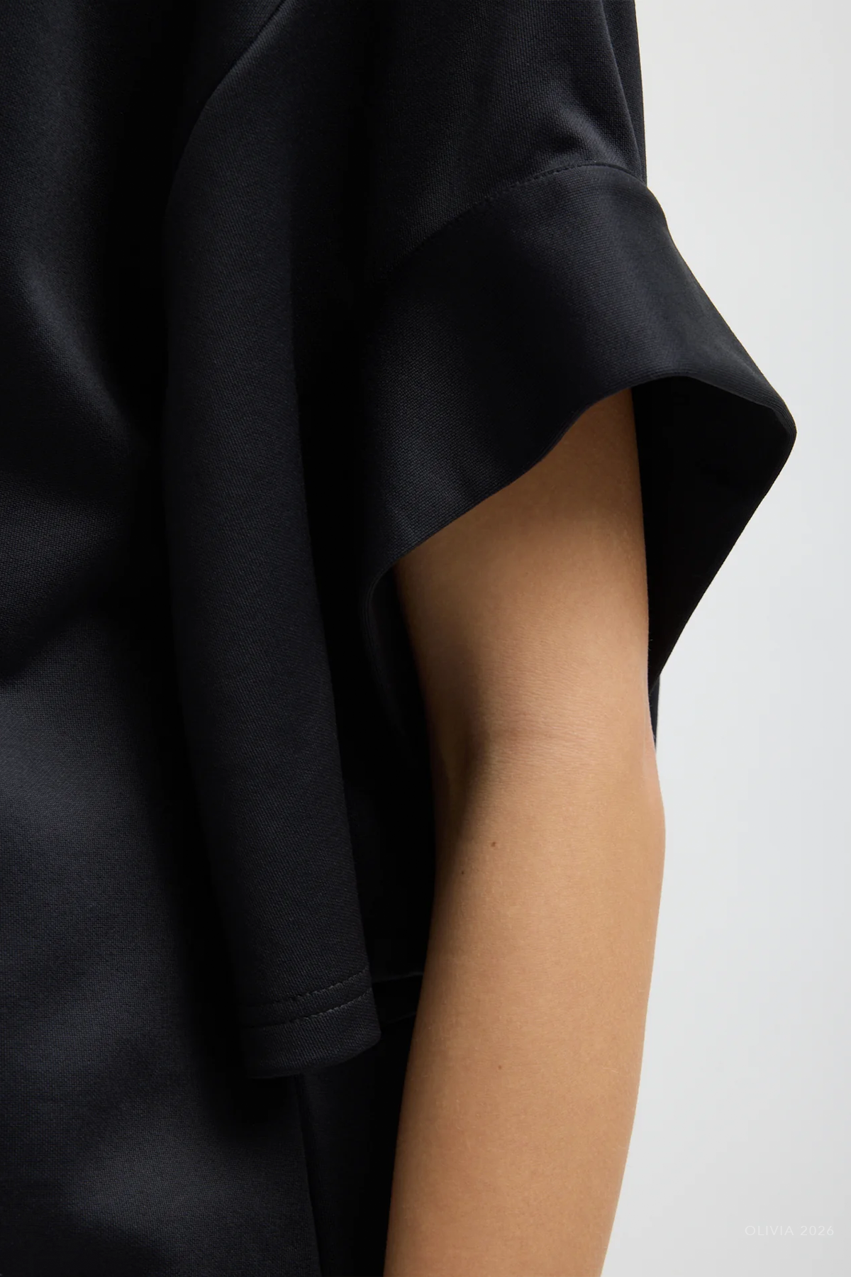 Active Knit Easy Drape Sleeve T-Shirt in Black