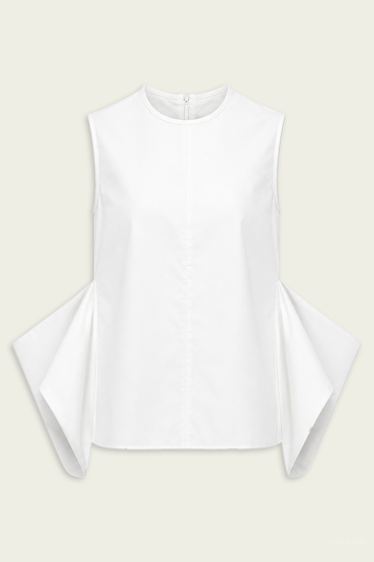 Eco Poplin Side Drape Top in White