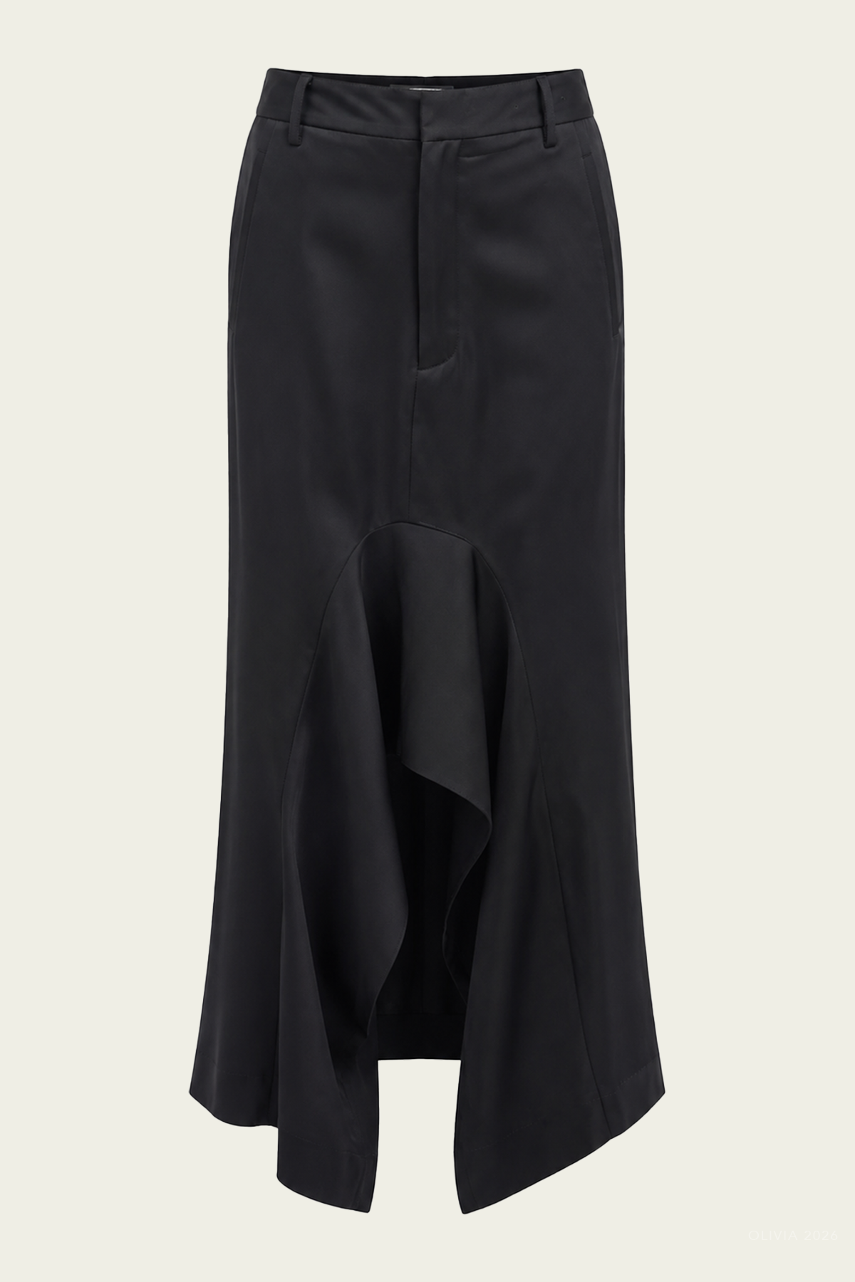 Eco Acetate Viscose Front Drape Culotte in Black