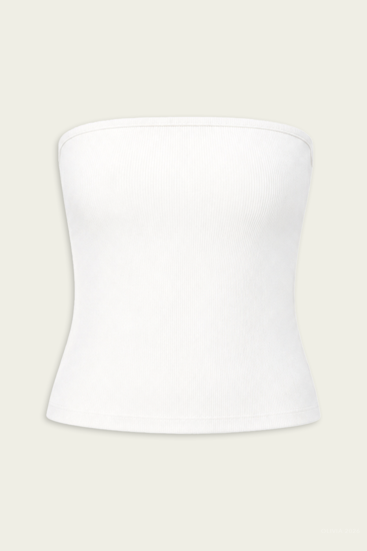 Ribbed Sweater Tube Top in White