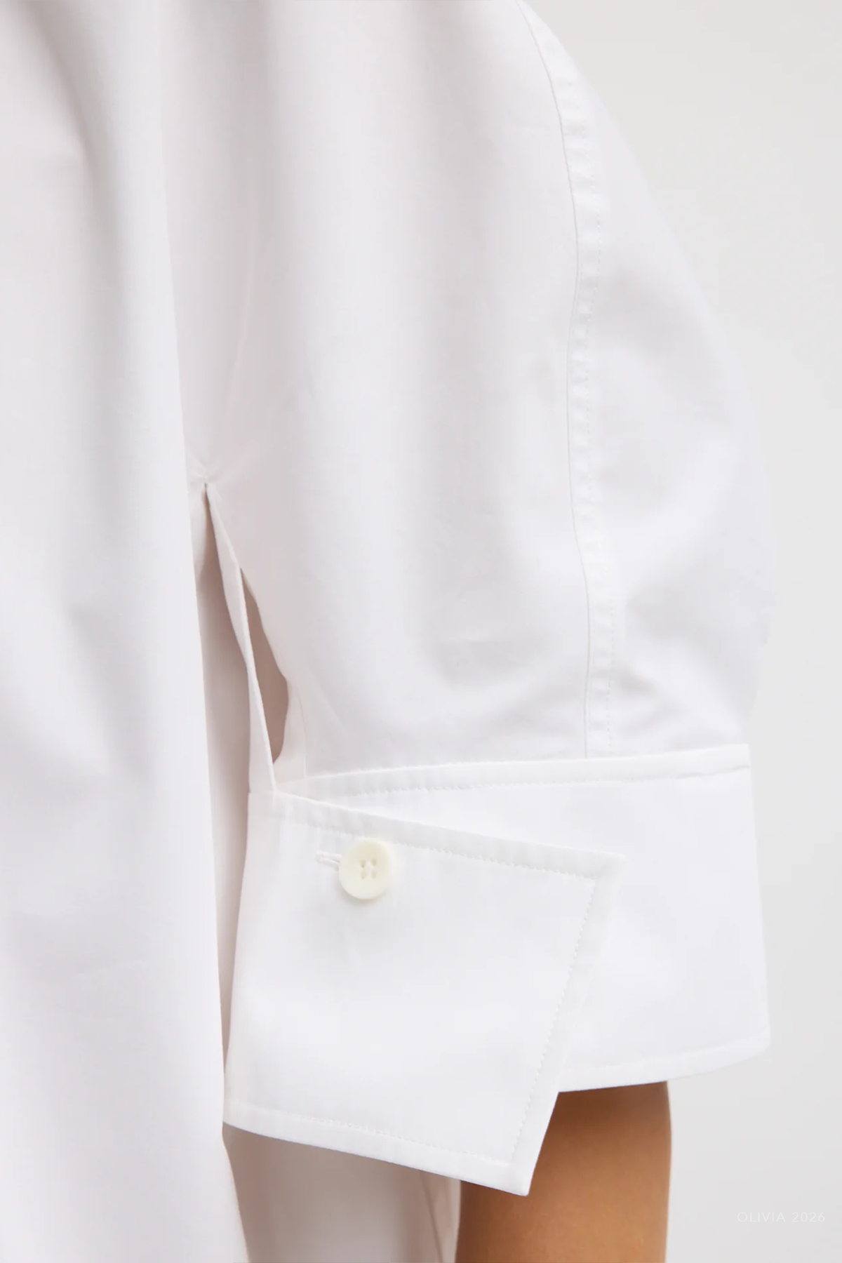 Compact Eco Poplin Reverse Sleeve Top in White