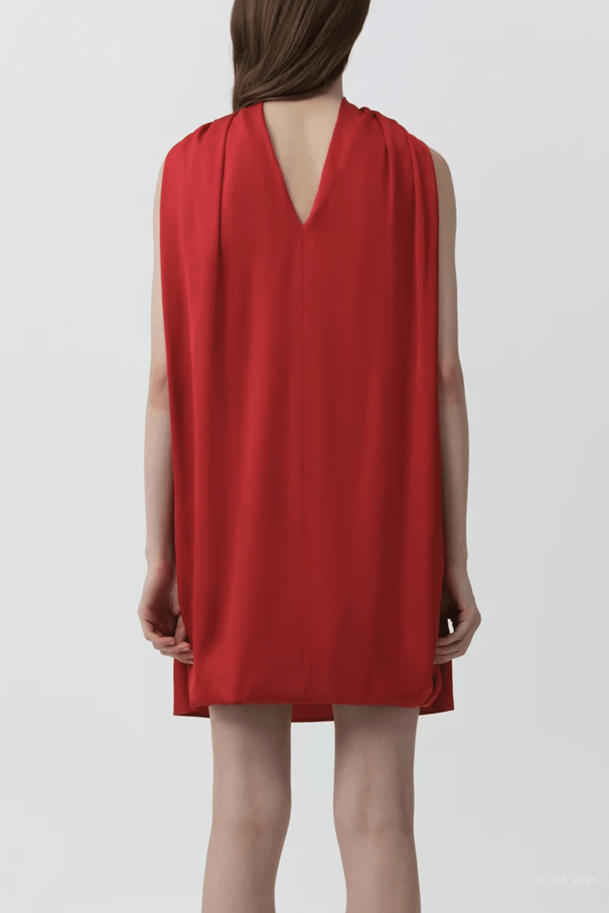 Toni Satin Mini Dress in Lipstick - shop-olivia.com