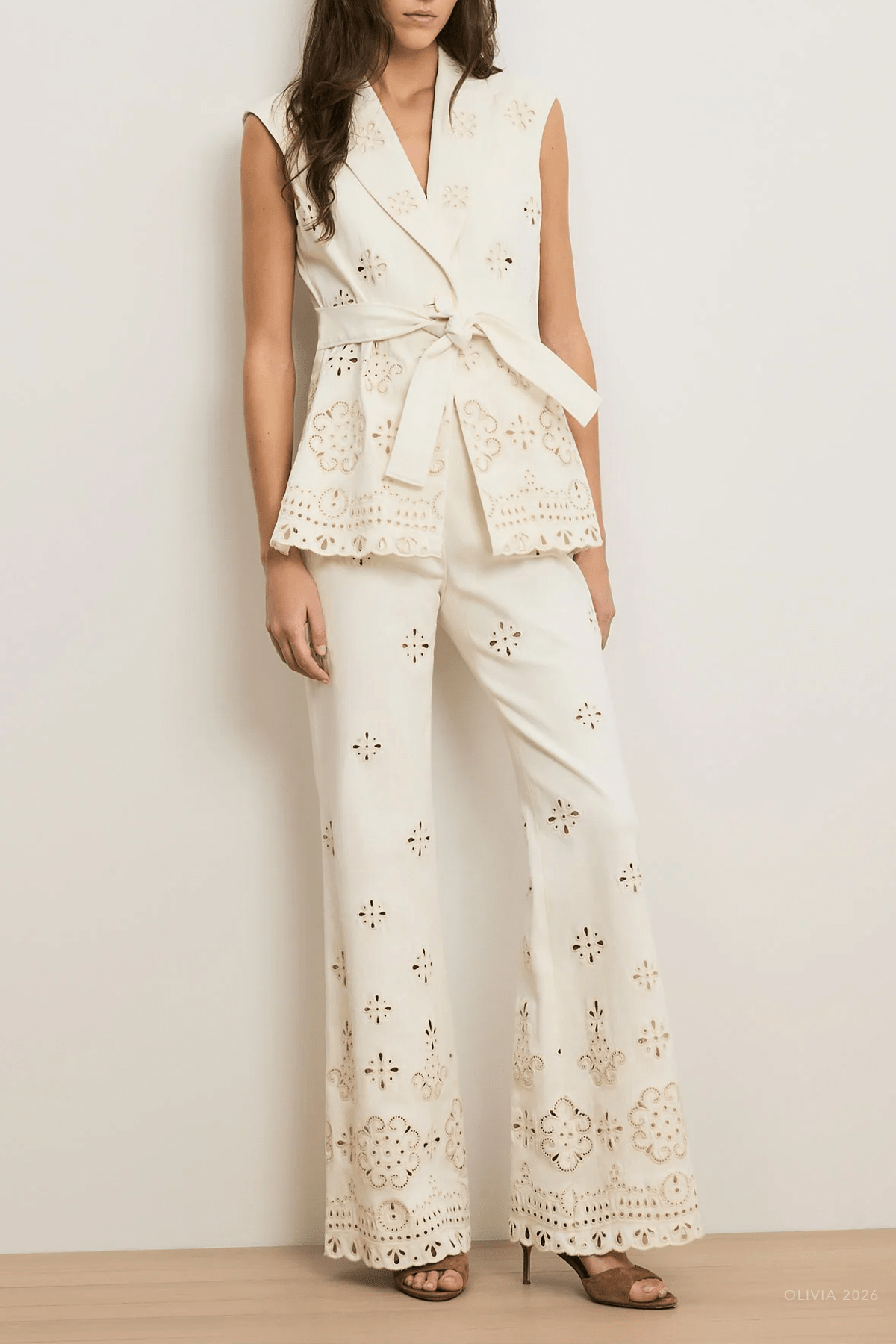 Townes Eyelet Vest in Dove White - shop - olivia.com