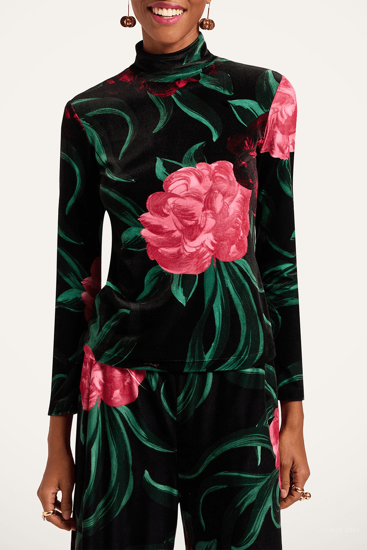 Turtleneck in Peony Black - shop - olivia.com