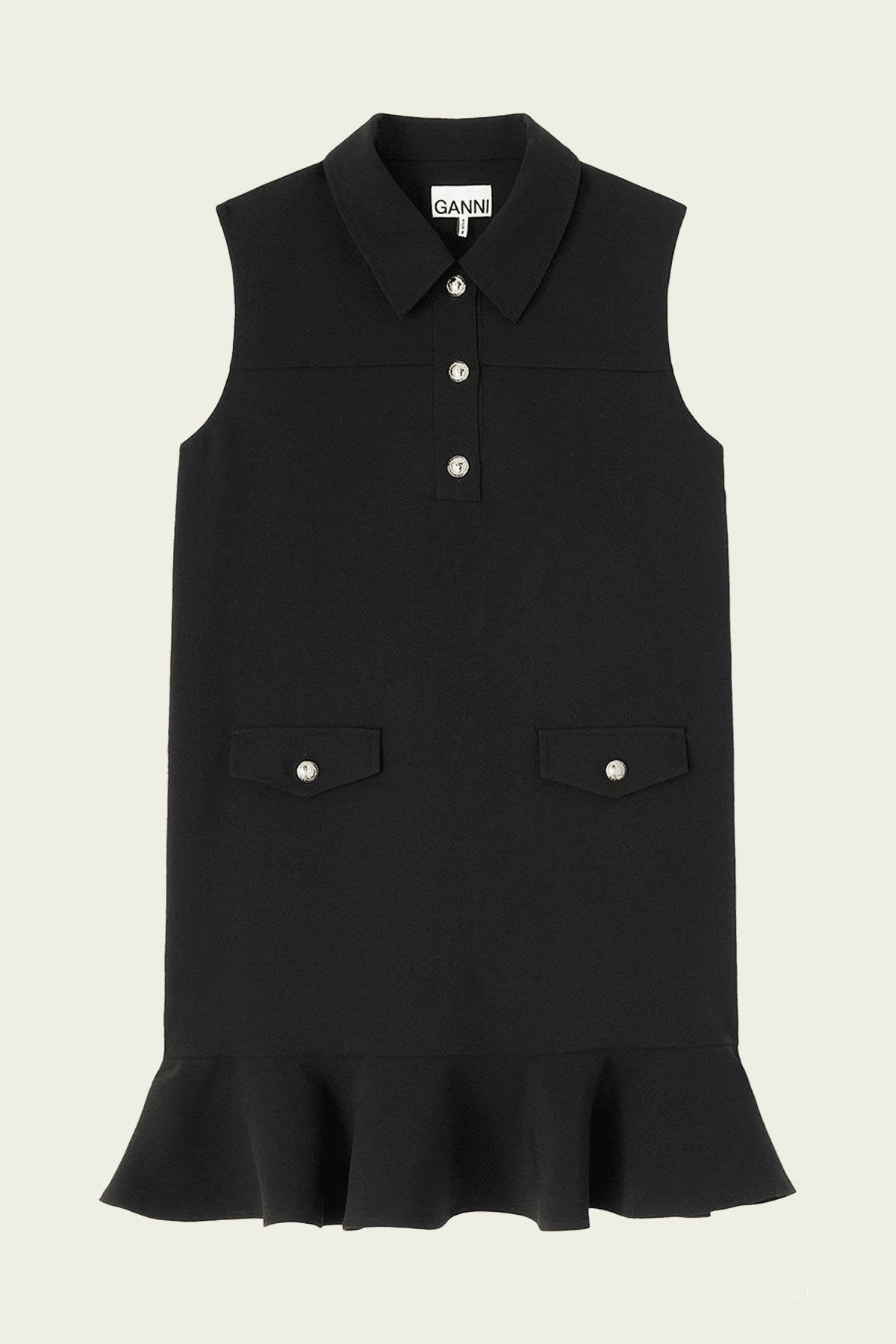 Twill Suiting Mini Dress in Black