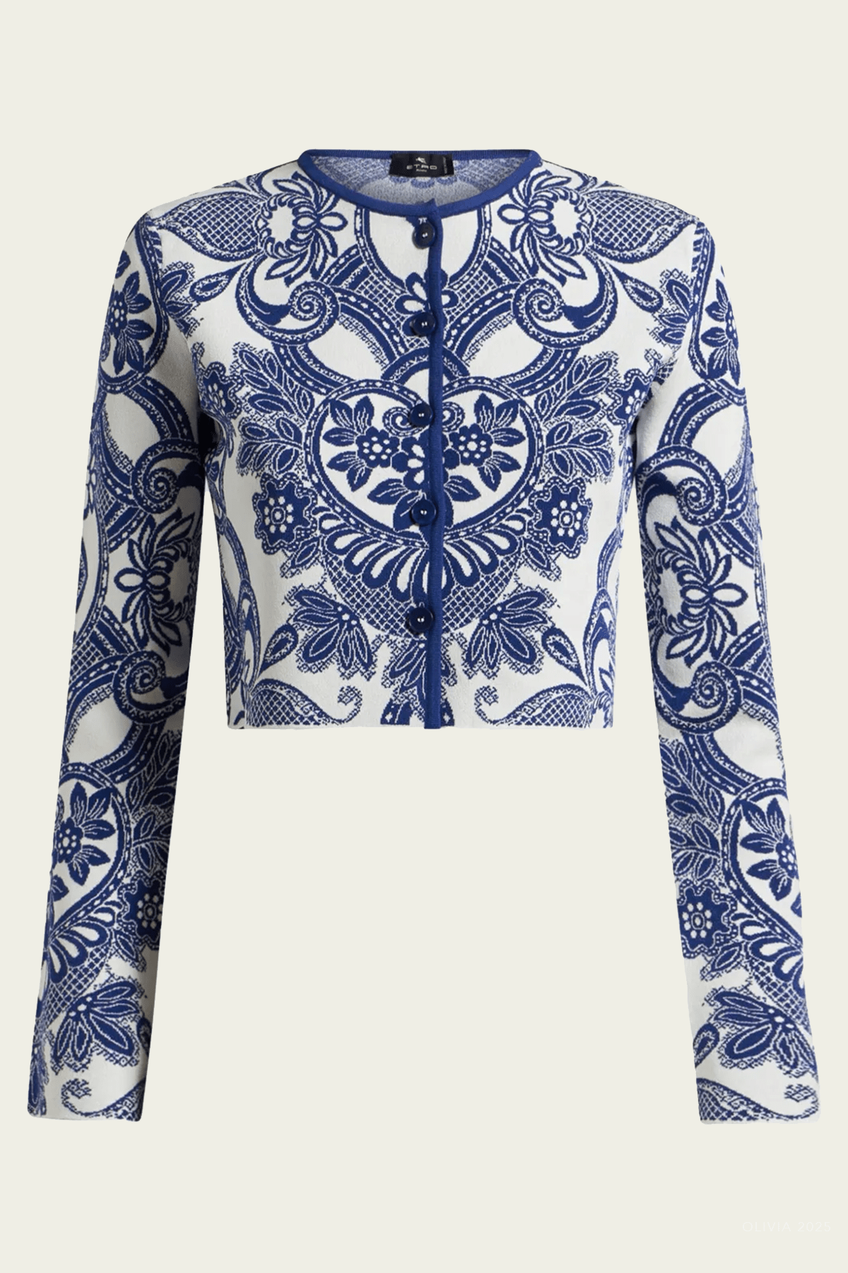 Two-Tone Cropped Cardigan in Blue Two-Tone Cropped Cardigan in Blue