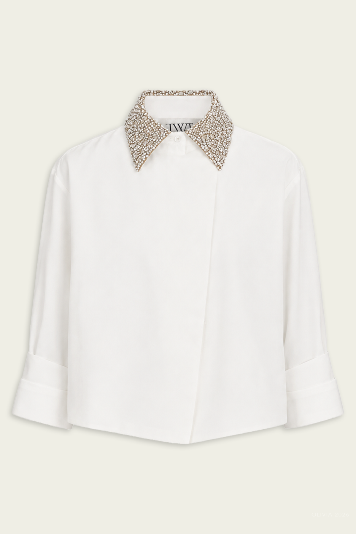 New Chapter Shirt with Crystal Collar in White