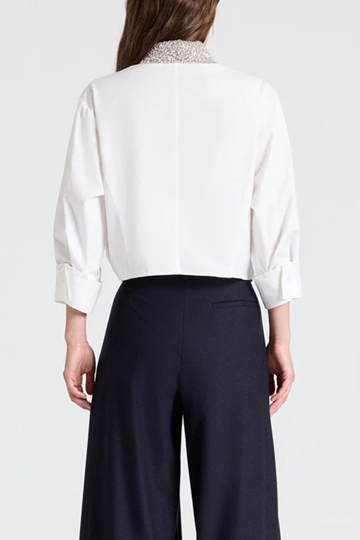 New Chapter Shirt with Crystal Collar in White