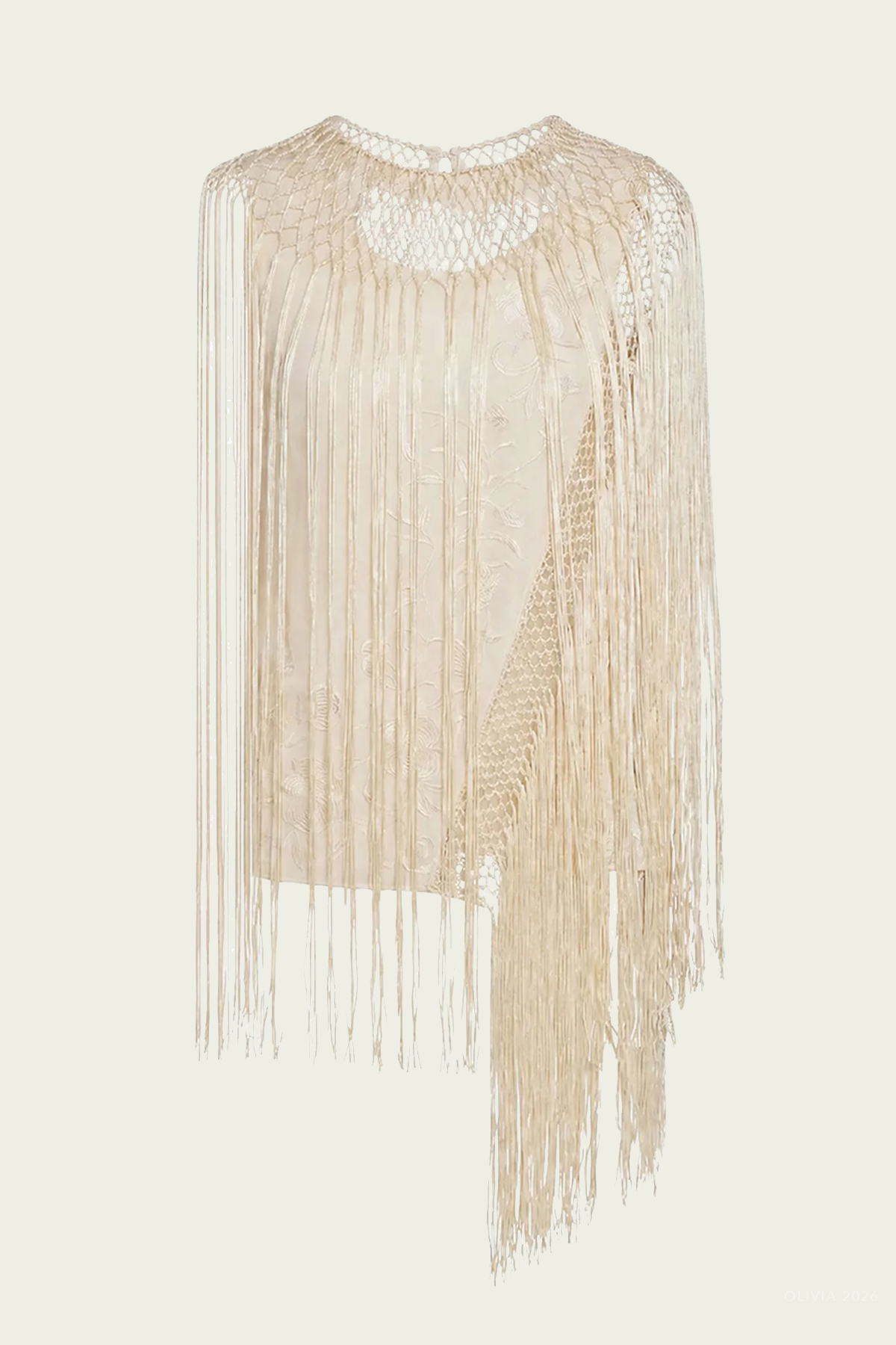 Willa Silk Fringe Top in Creme