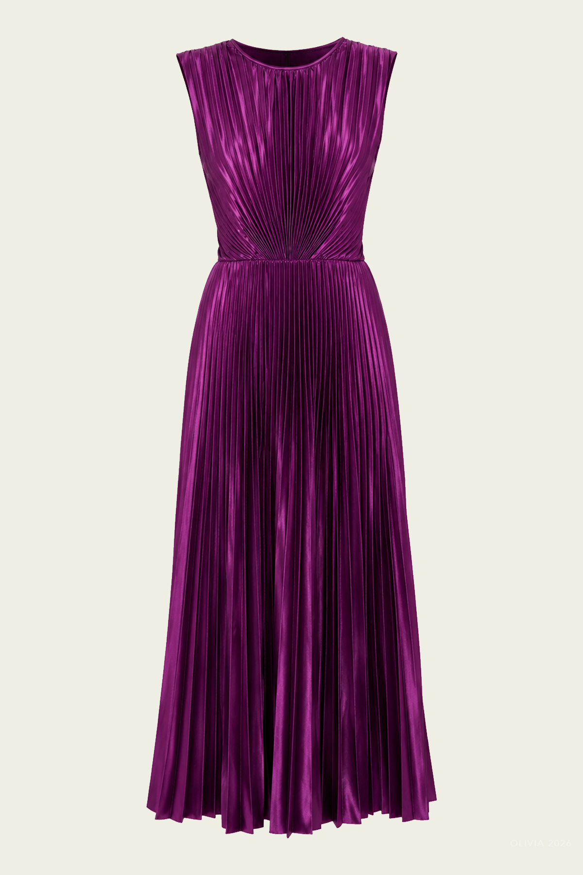 Malin Sleeveless Satin Dress in Amaranth