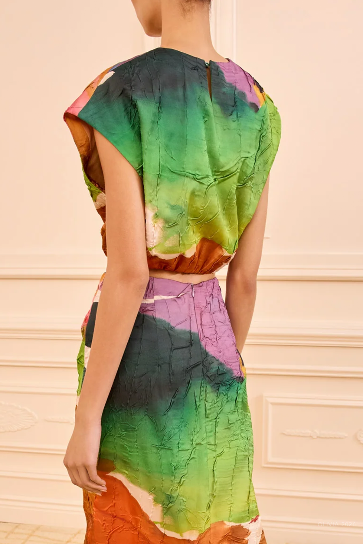 Gisella Satin Crop Top in Nature Abhors A Vacuum