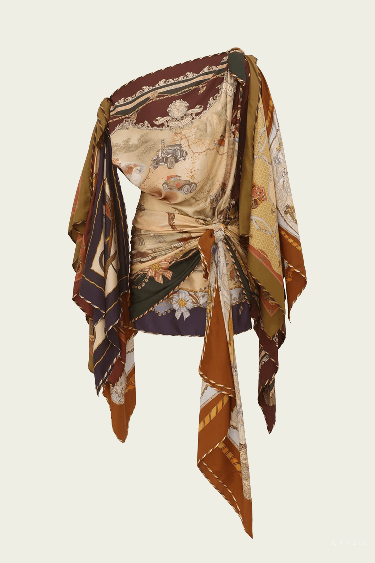 Valiant Draped Scarf Dress in Spliced Scarves - shop-olivia.com