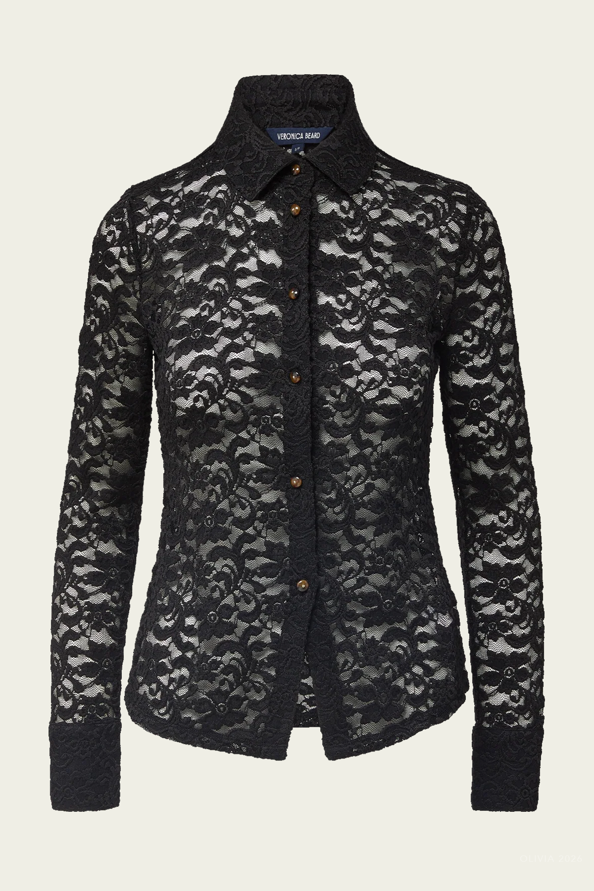 Wittaker Lace Button-Down Blouse in Black